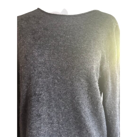 HORNY TOAD Women's LambswoolAngora/Cashmere (L) Crewneck Sweater leaf design - Picture 3 of 9